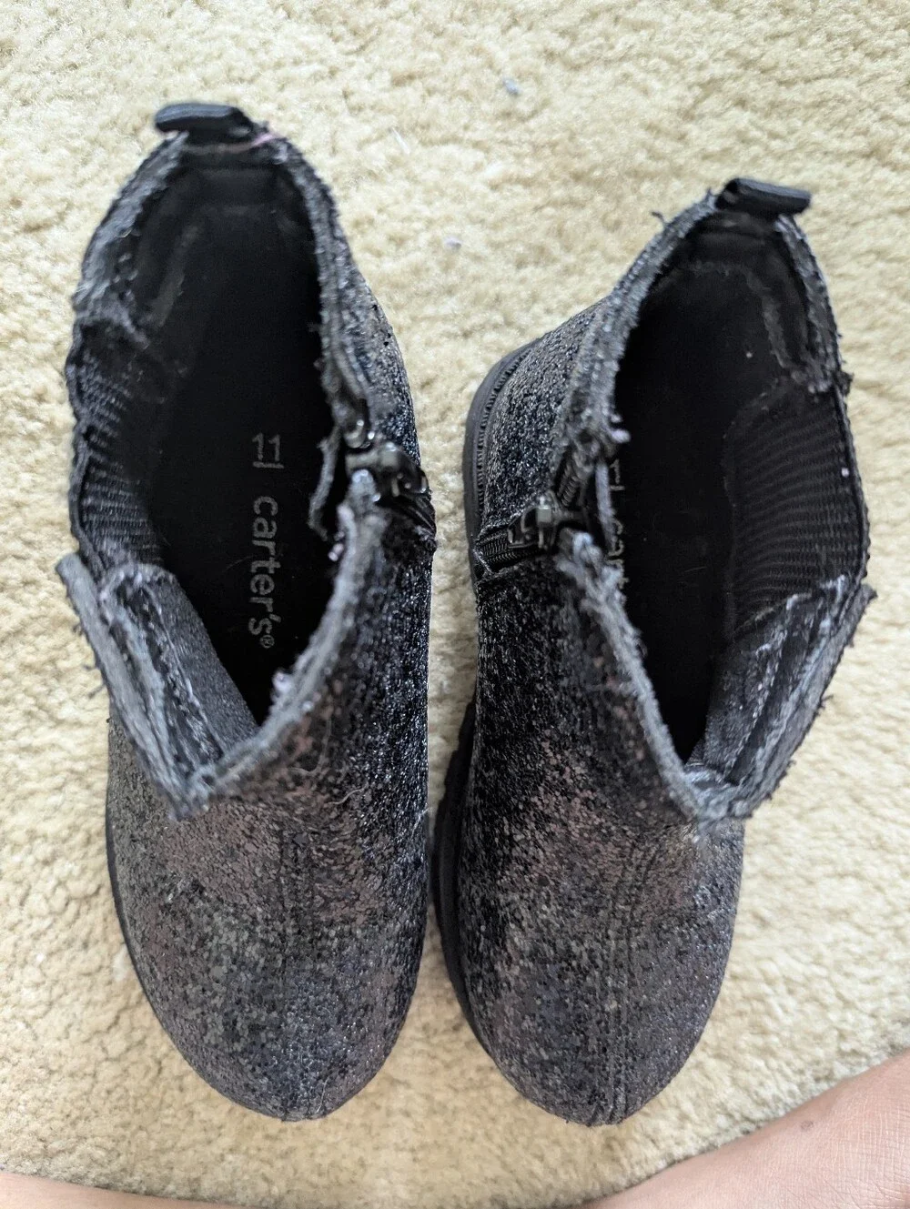 Carter's Kid's Glitter Chelsea Black Boots Size 11
